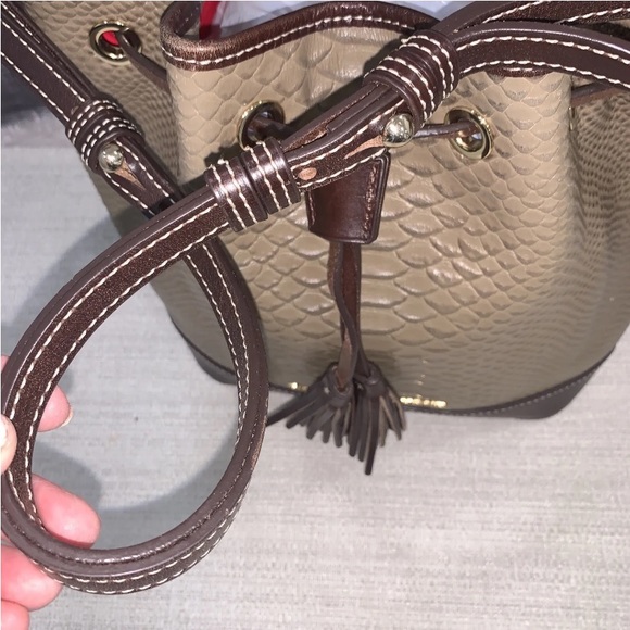 Dooney & Bourke Caldwell Python Drawstring Bag-Taupe- - Picture 10 of 13